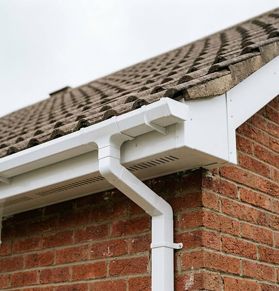 New white uPVC guttering and fascias fitted on a Redditch home
